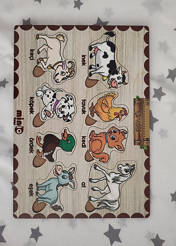Minio Ahşap Hayvan Figürlü Çocuk Puzzle