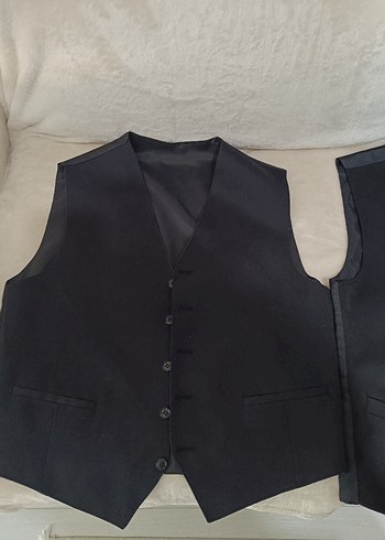 Siyah Süet Düğmeli Erkek Yelek - Görsel 4