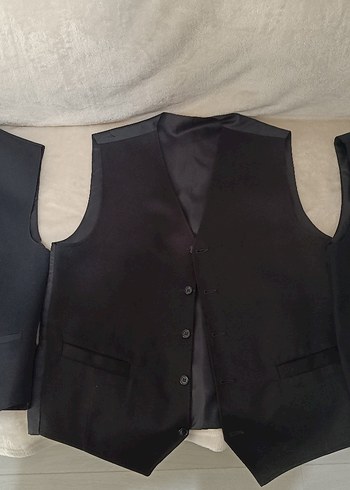 Siyah Süet Düğmeli Erkek Yelek - Görsel 3