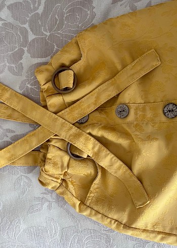 24-36 Ay Beden sarı Renk Sarı Nakışlı Kız Çocuk Askılı Elbise