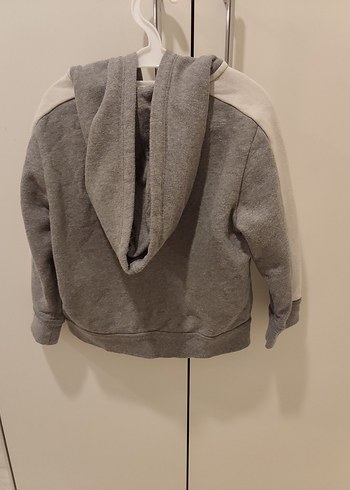 Gri Baskılı Erkek Çocuk Kapüşonlu Fermuarlı Sweatshirt - Görsel 2