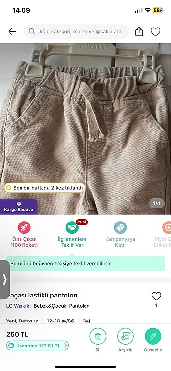 12-18 Ay Beden Lc Waıkıkı keten pantolon