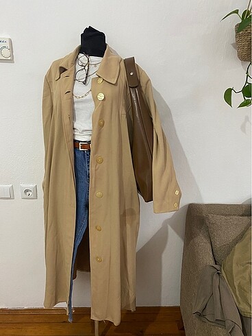 l Beden camel Renk Vintage pardüse trençkot