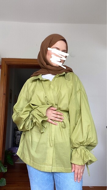 Yeşil oversize gömlek tunik