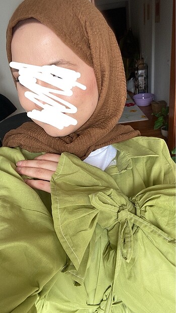 l Beden Yeşil oversize gömlek tunik