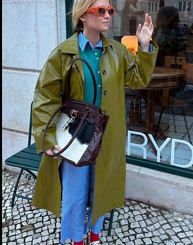 Vintage deri trençkot