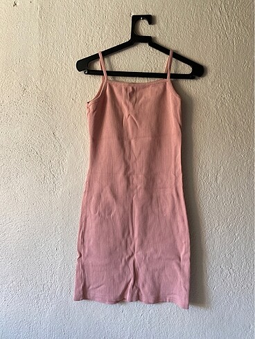 Pembe fitilli elbise
