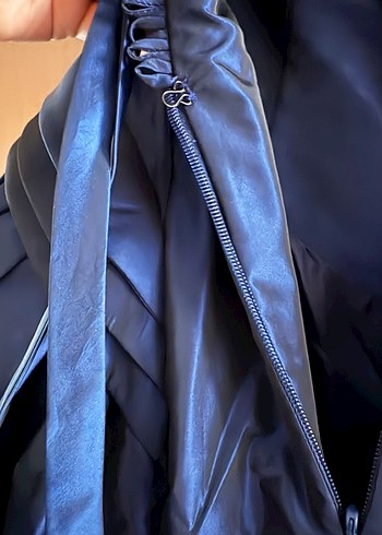 Lacivert V Yaka Uzun Kadın Elbise - Görsel 2