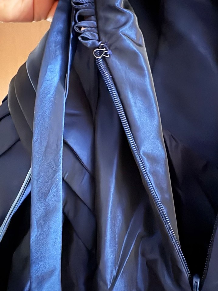 Lacivert V Yaka Uzun Kadın Elbise - Görsel 2