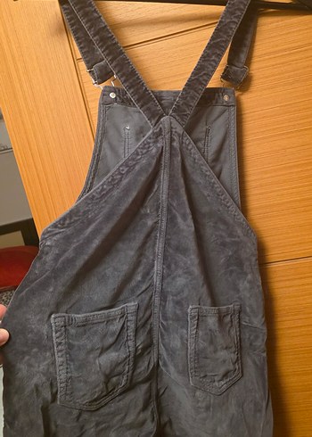 Bayan Gri Denim Askılı Salopet - Görsel 2