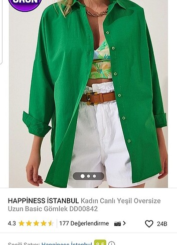 Happiness oversize yeşil gömlek 