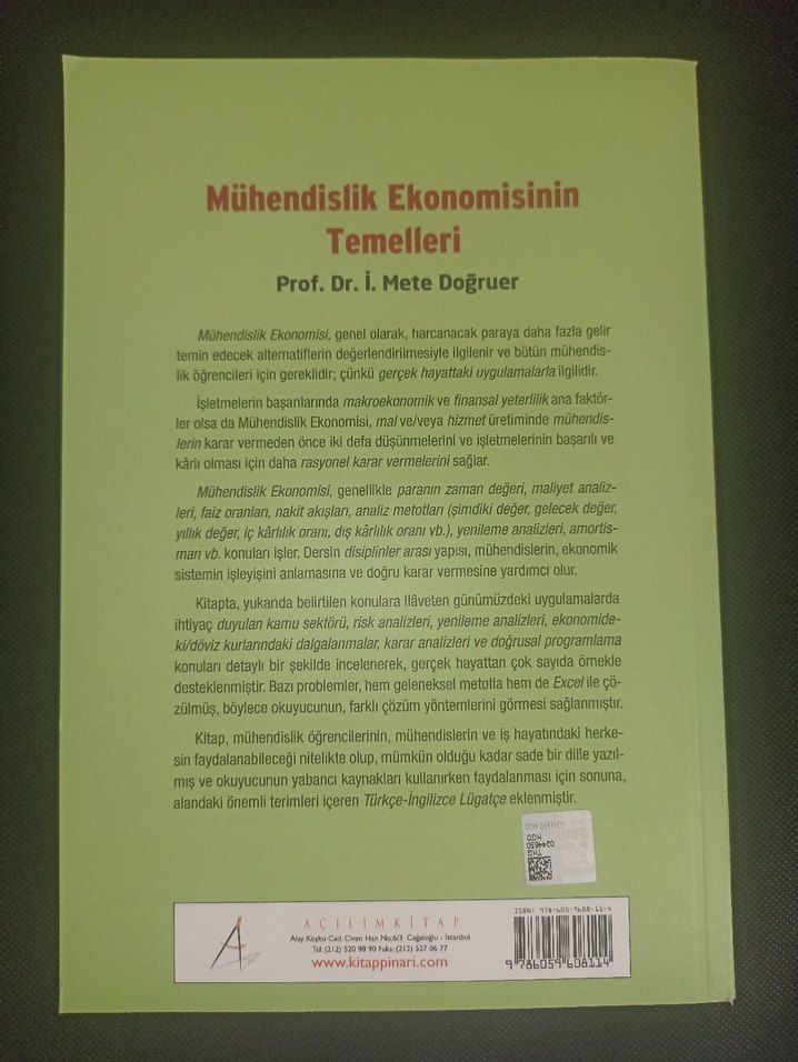 Mühendislik Ekonomisinin Temelleri - Prof. Dr. Mete Doğruer - Görsel 2