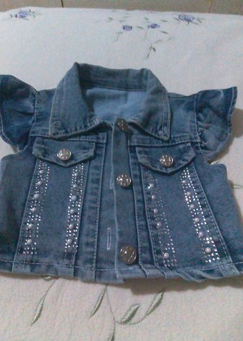 Düğmeli Mavi Kadın Denim Yelek - Görsel 2