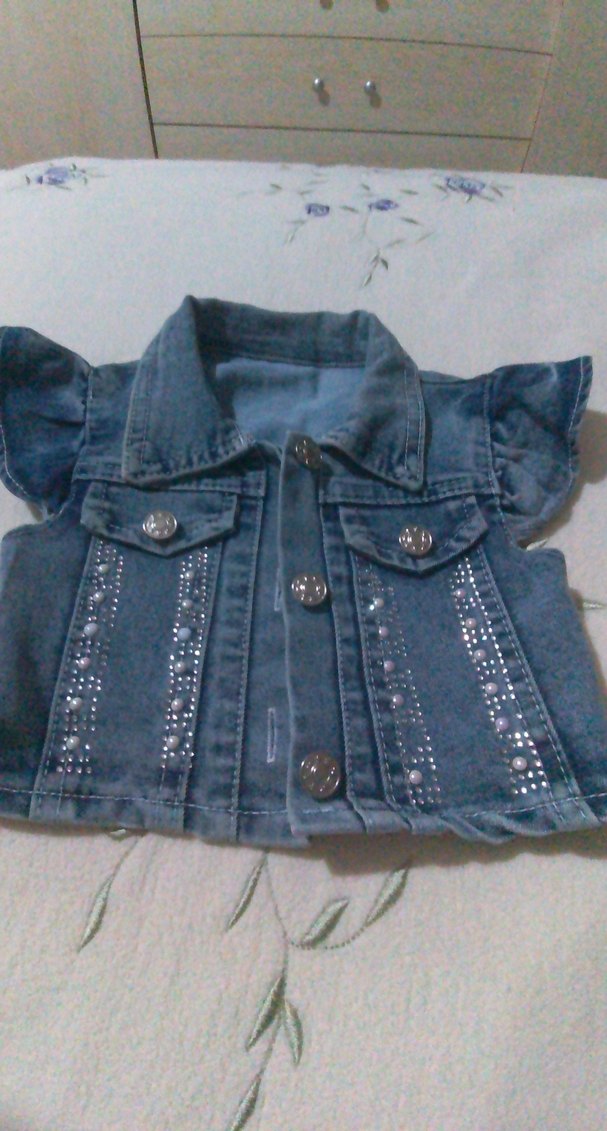 Düğmeli Mavi Kadın Denim Yelek - Görsel 2