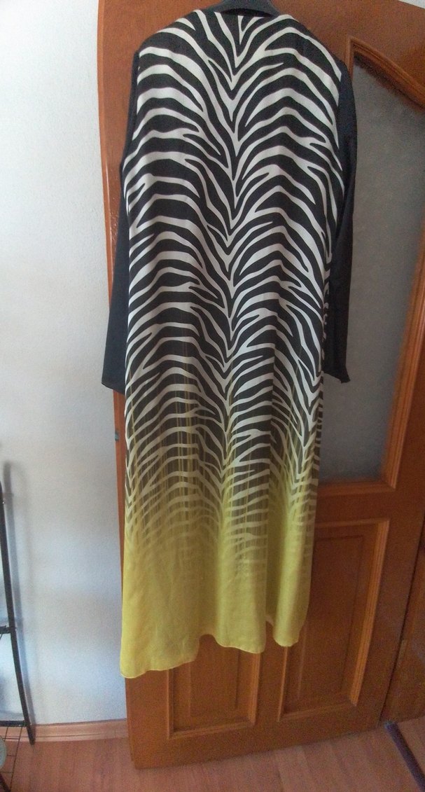 Siyah Sarı Zebra Desenli Uzun Elbise - Görsel 3