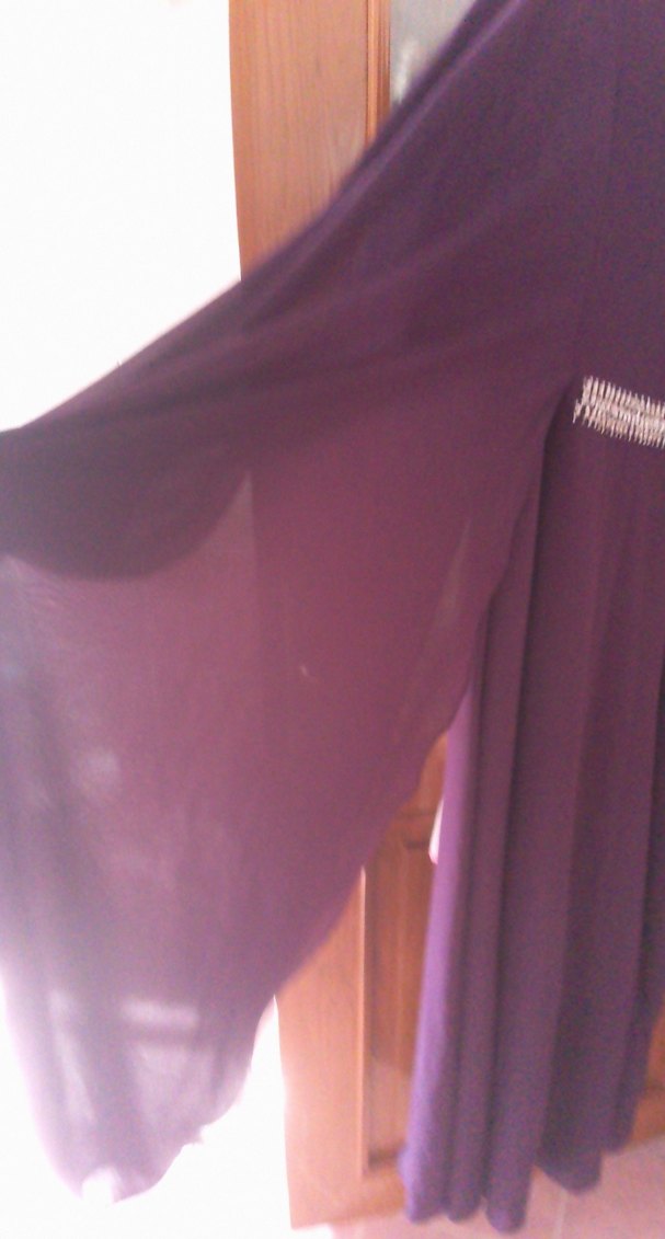 Mor V Yakalı Uzun Kollu Salaş Elbise - Görsel 4