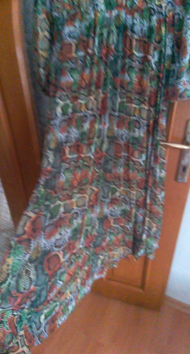 Yılan Desenli Pilili Uzun Kollu Bohem Elbise - Görsel 3