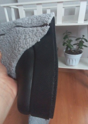 Gri Kürklü Kadın Dolgu Topuk Bot - Görsel 4