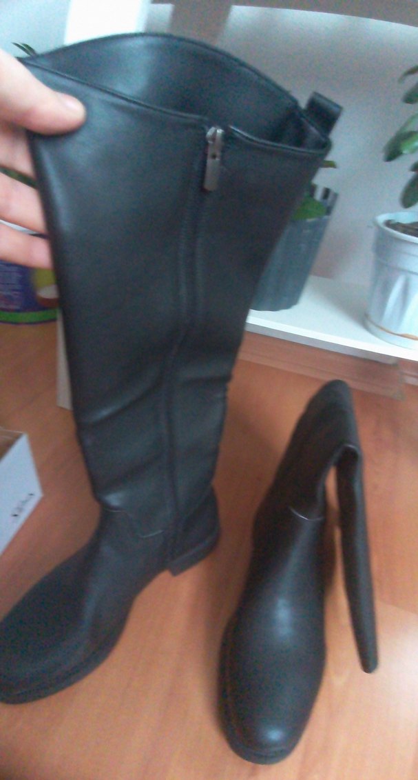 Kadın Siyah Dizüstü Stiletto Lastik Çizme - Görsel 2