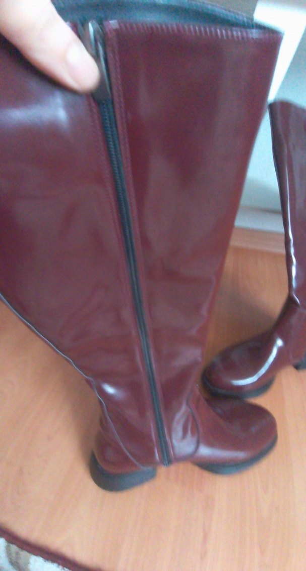 Bordo Kadın Deri Dizüstü Topuklu Bot - Görsel 2