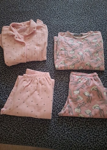 Defacto Kız Pembe Pamuklu Uzun Kollu Pijama Takımı