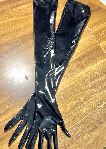 Rugan Uzun Siyah Deri Gotik Eldiven - Görsel 7