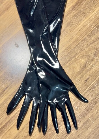 Rugan Uzun Siyah Deri Gotik Eldiven - Görsel 6