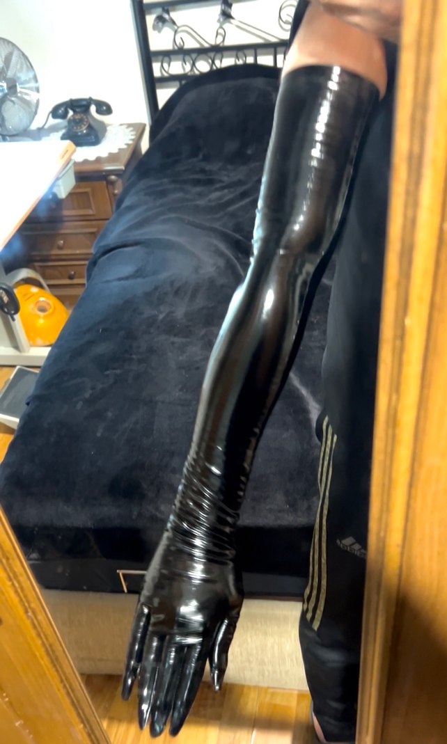 Rugan Uzun Siyah Deri Gotik Eldiven - Görsel 5