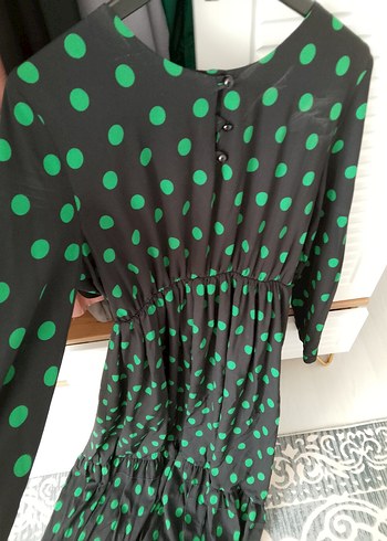 Yeşil Puantiyeli Uzun Bohem Elbise - Görsel 2