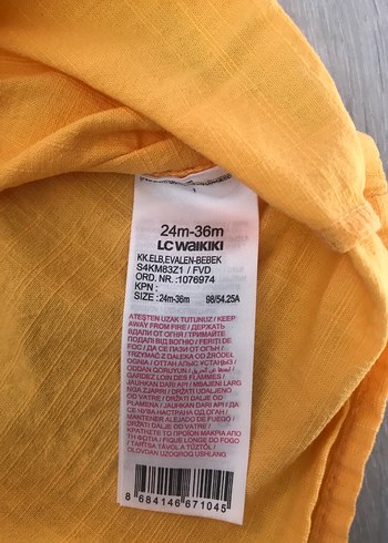 Sarı Kız Çocuk Askılı Keten Elbise - Görsel 4