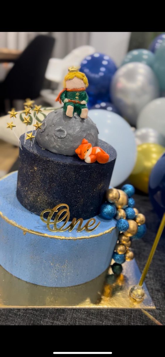 Küçük Prens Figürlü Mavi Maket pasta - Görsel 3