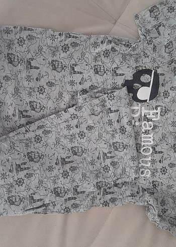 9 Yaş Beden gri Renk Gri Baskılı Erkek Çocuk Kısa Kollu Pijama Takımı