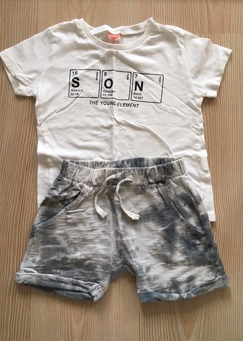 Koton Kids Koton Marka Erkek Bebek Bagcikli Tisort Batik Sortlu Takim