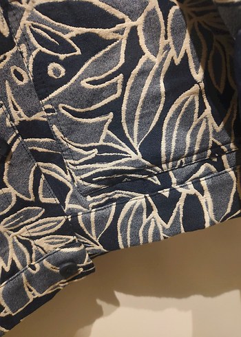 Kadın Mavi Desenli Kısa Kollu Ceket - Görsel 3