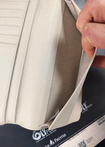 Beyaz Deri Fermuarlı Kadın Portföy Cüzdan - Görsel 5