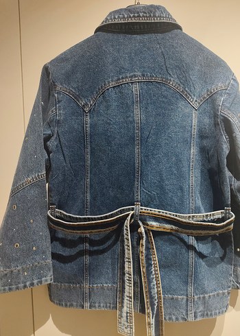 Düğmeli Mavi Kadın Denim Ceket - Görsel 8