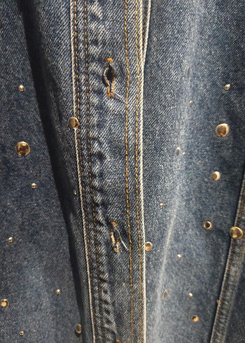 Düğmeli Mavi Kadın Denim Ceket - Görsel 4