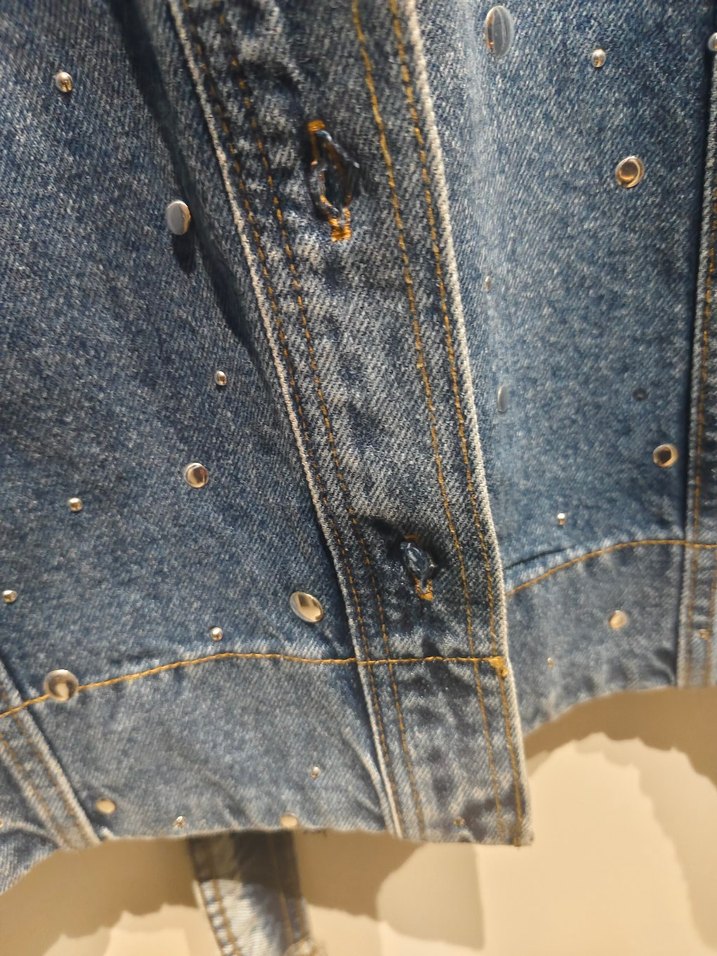 Düğmeli Mavi Kadın Denim Ceket - Görsel 3