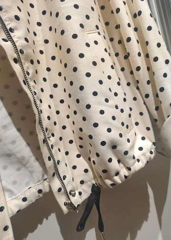 Beyaz Puantiyeli Mini Kadın Ceket - Görsel 3