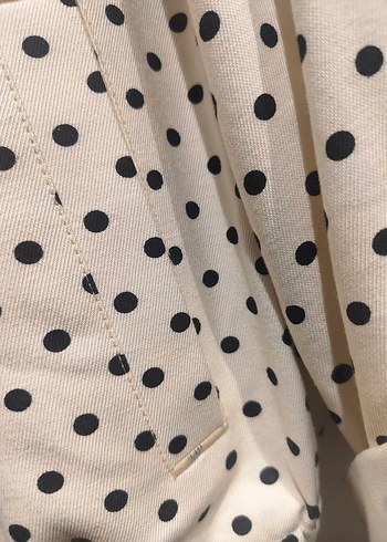 Beyaz Puantiyeli Mini Kadın Ceket - Görsel 7