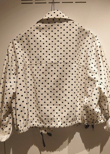 Beyaz Puantiyeli Mini Kadın Ceket - Görsel 8