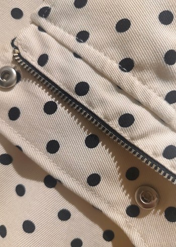 Beyaz Puantiyeli Mini Kadın Ceket - Görsel 5