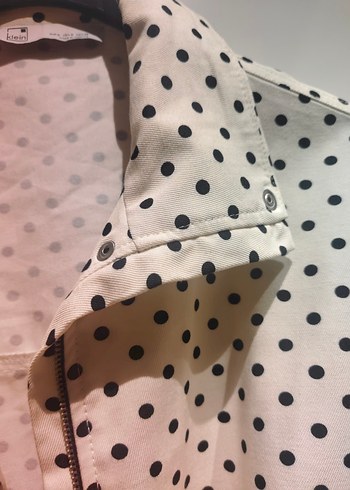 Beyaz Puantiyeli Mini Kadın Ceket - Görsel 6