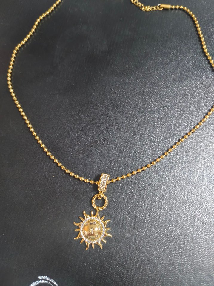 Zincir Detaylı Altın Renk Midi Kolye - Görsel 4