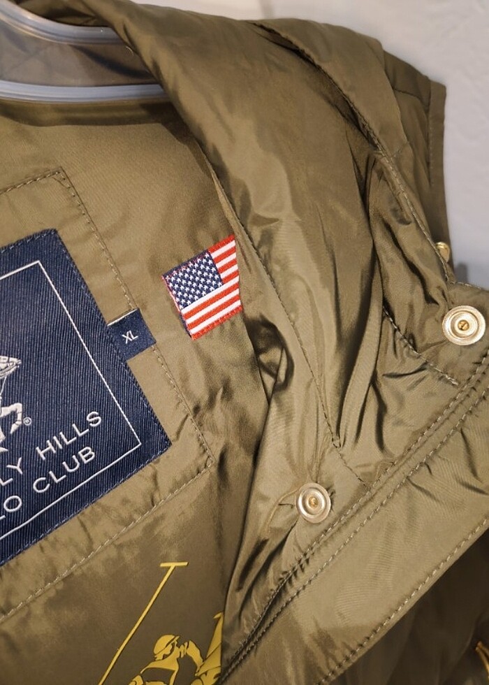 Polo Beverly Hills haki renk kapüşonlu yelek  - Görsel 4