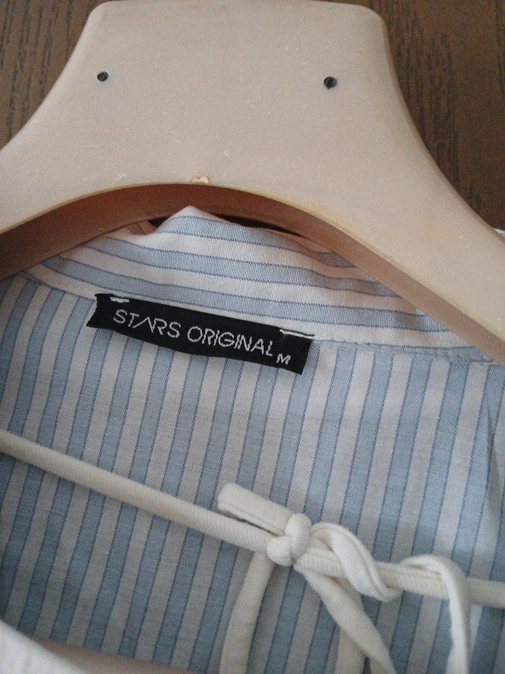 Düğmeli Mavi Çizgili Hamile Gömleği - Görsel 3