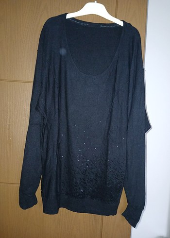 Siyah Uzun Kollu Örme Triko Kazak - Görsel 5