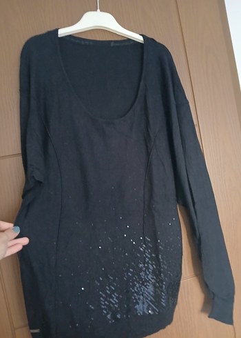 Siyah Uzun Kollu Örme Triko Kazak - Görsel 2