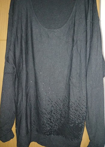 Siyah Uzun Kollu Örme Triko Kazak - Görsel 6