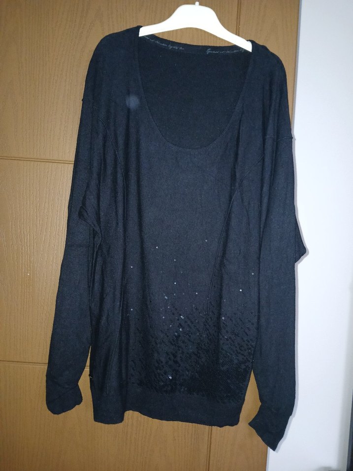 Siyah Uzun Kollu Örme Triko Kazak - Görsel 5